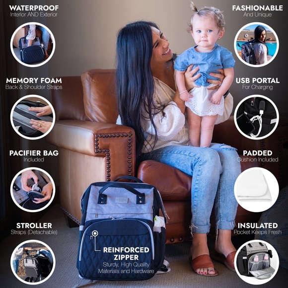 Diaper Bag Black. Multifunctional diaper bag backpack - Picture 6 of 16
